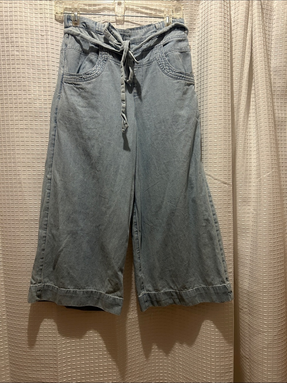 Light Blue Wide-Leg Tie-Waist Women’s loose pants